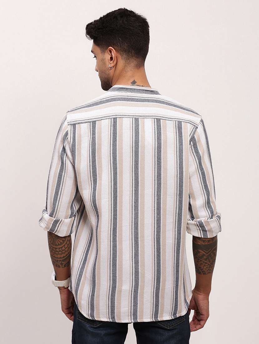 men striped long sleeves casual shirt - 21696357 -  Standard Image - 3