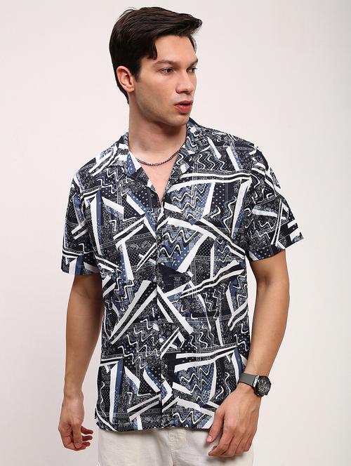 men abstract printed short sleeves casual shirt - 21696367 -  Standard Image - 0