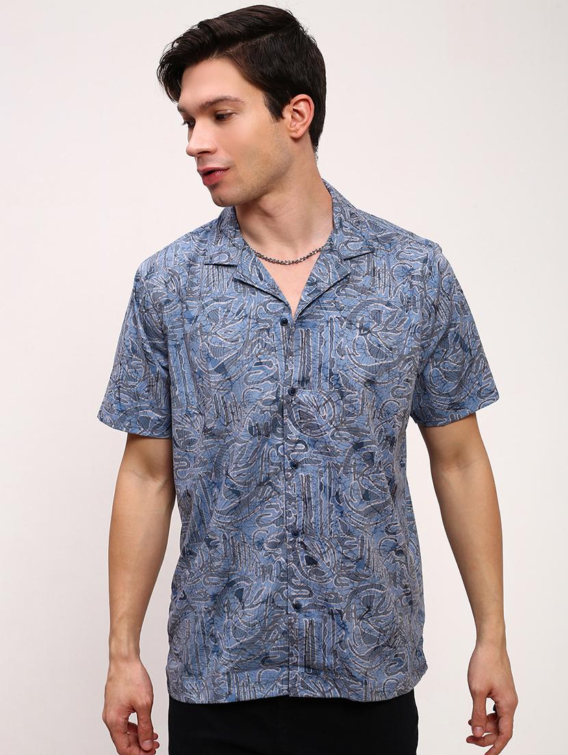 men printed short sleeves casual shirt - 21696371 -  Zoom Image - 0