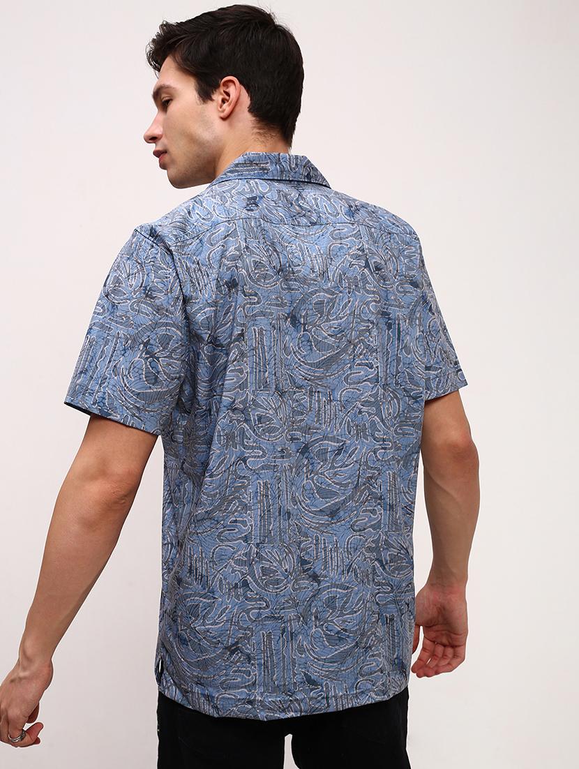 men printed short sleeves casual shirt - 21696371 - Standard Image - 3