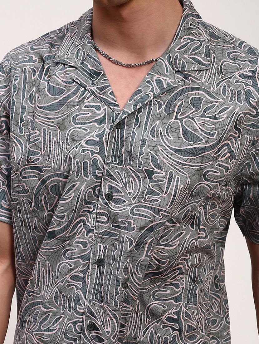 men printed short sleeves casual shirt - 21696373 - Standard Image - 5
