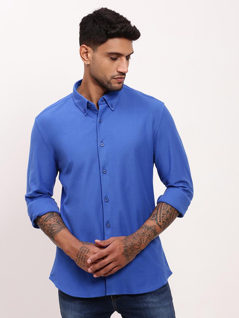 men solid long sleeves casual shirt - 21696381 -  Zoom Image - 0