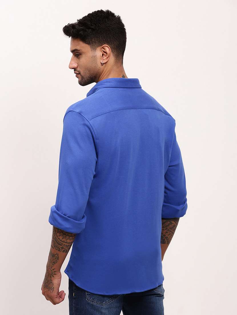 men solid long sleeves casual shirt - 21696382 -  Standard Image - 3