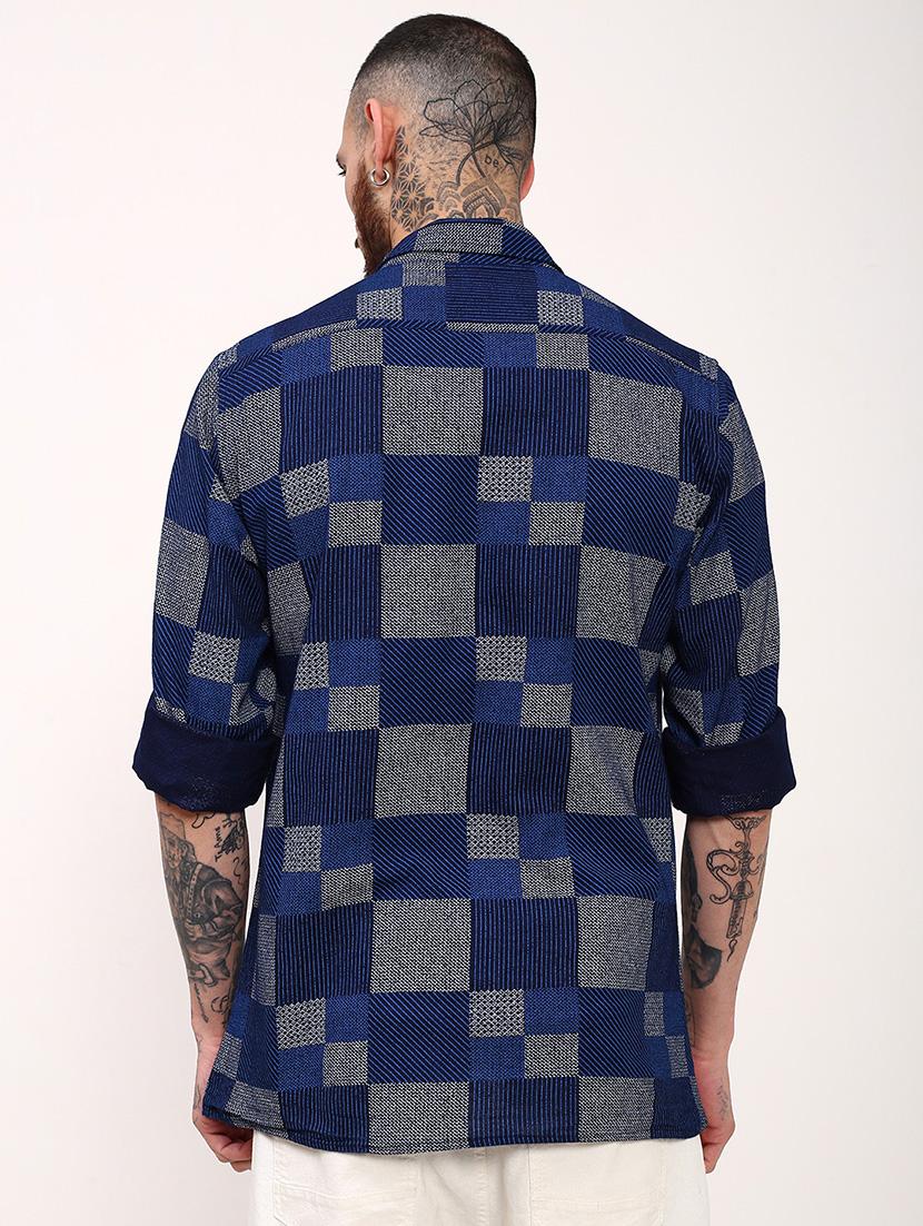 men geometric printed long sleeves casual shirt - 21696389 - Standard Image - 3