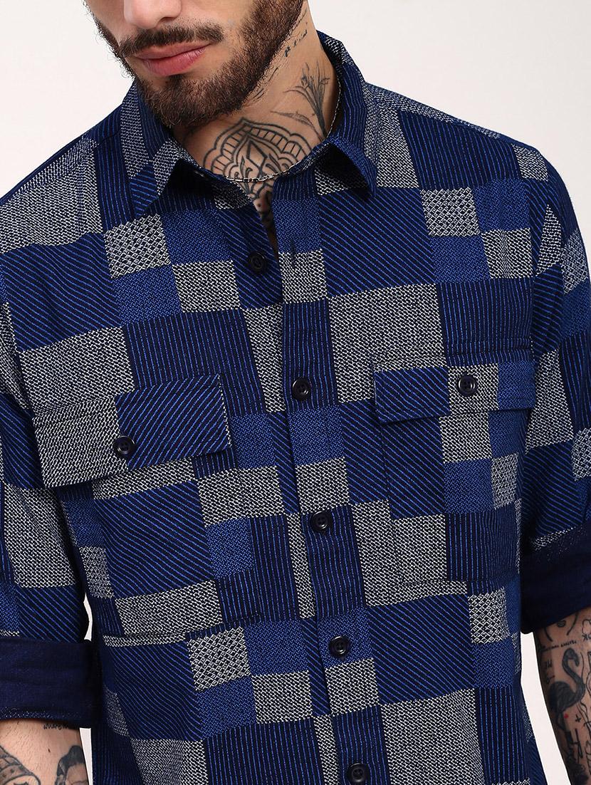 men geometric printed long sleeves casual shirt - 21696389 - Standard Image - 5