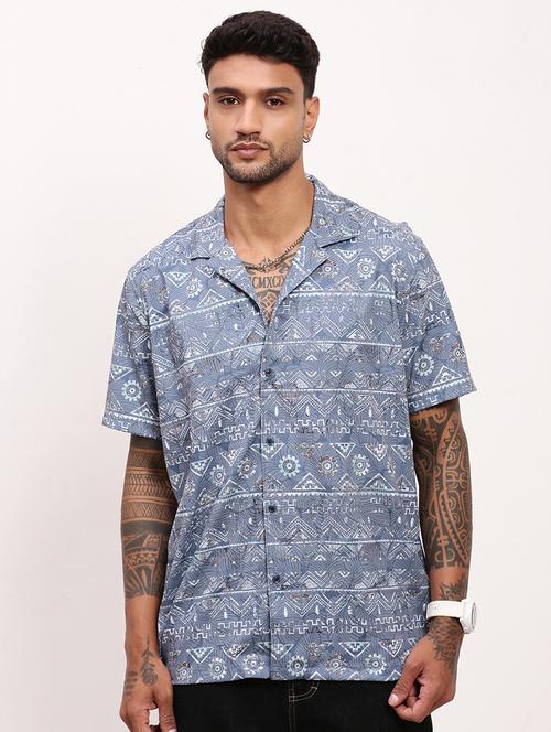 men geometric printed short sleeves casual shirt - 21696391 - Standard Image - 0