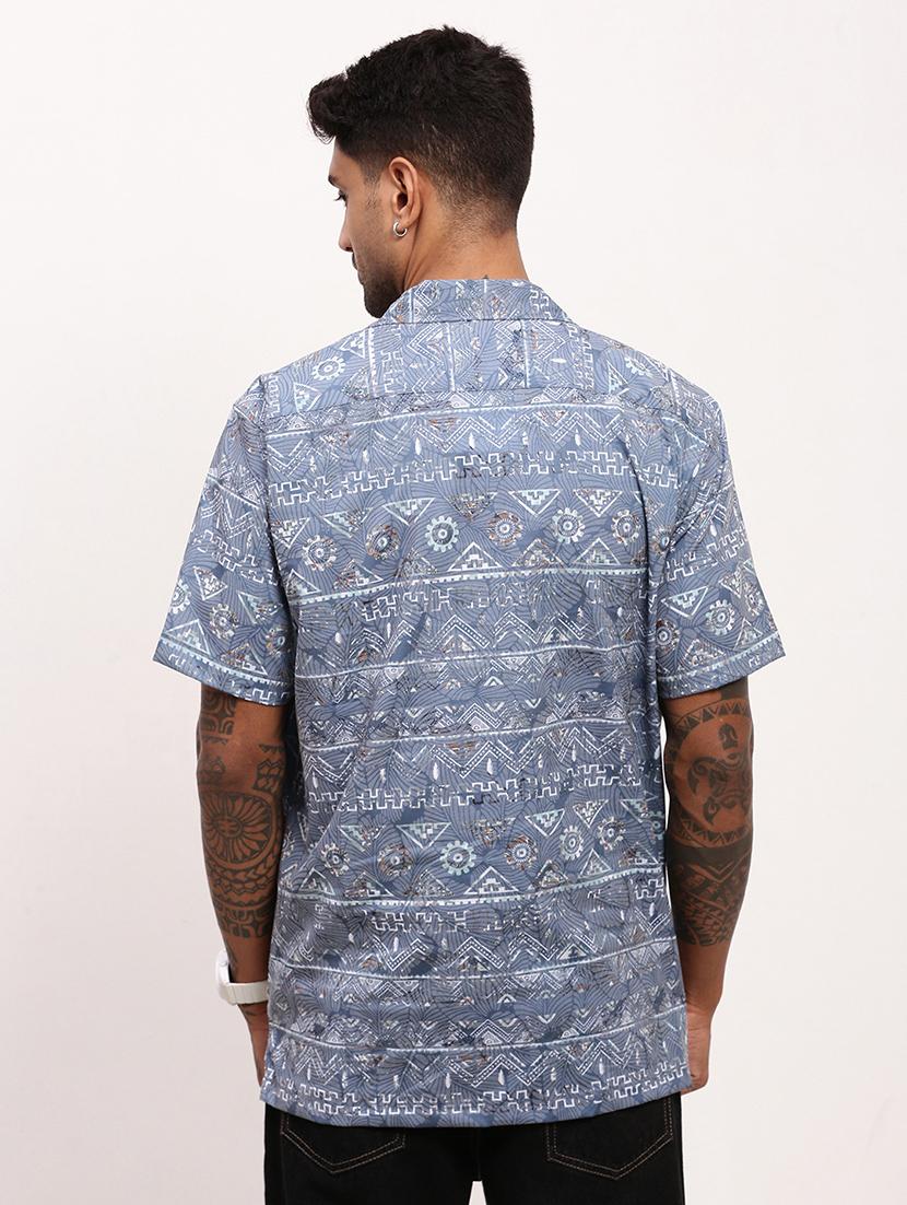 men geometric printed short sleeves casual shirt - 21696391 - Standard Image - 3