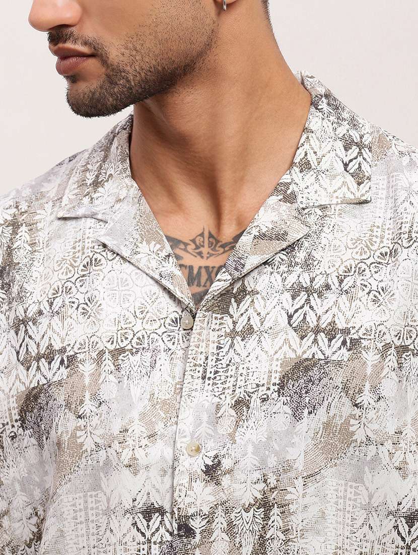 men geometric printed short sleeves casual shirt - 21696394 -  Standard Image - 5