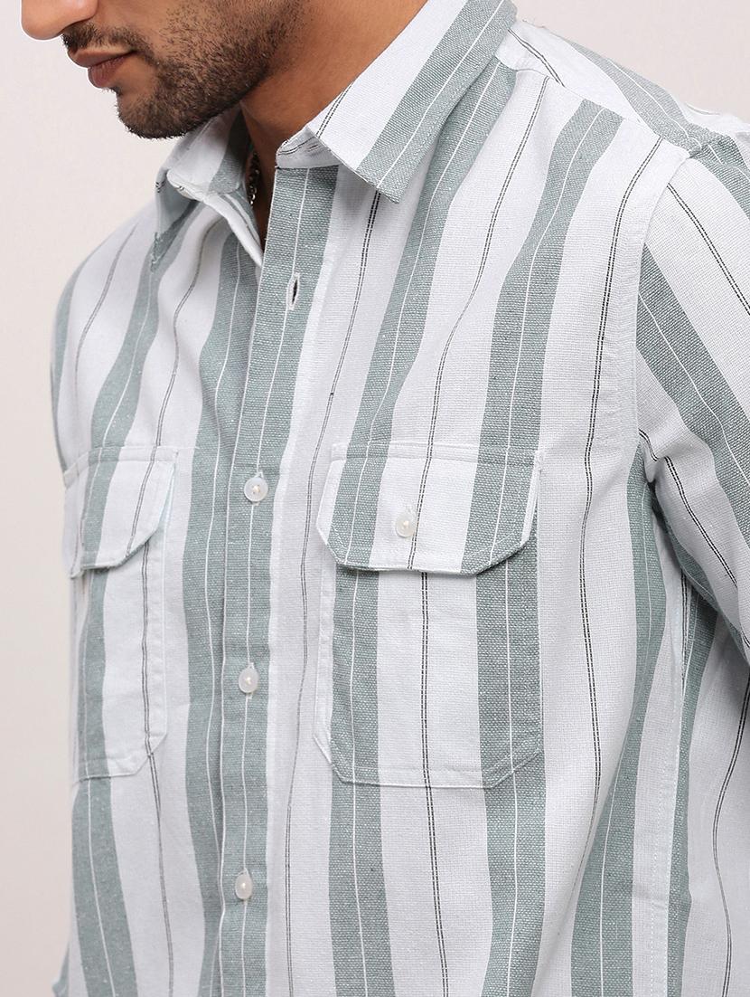 men striped long sleeves casual shirt - 21696400 - Standard Image - 5