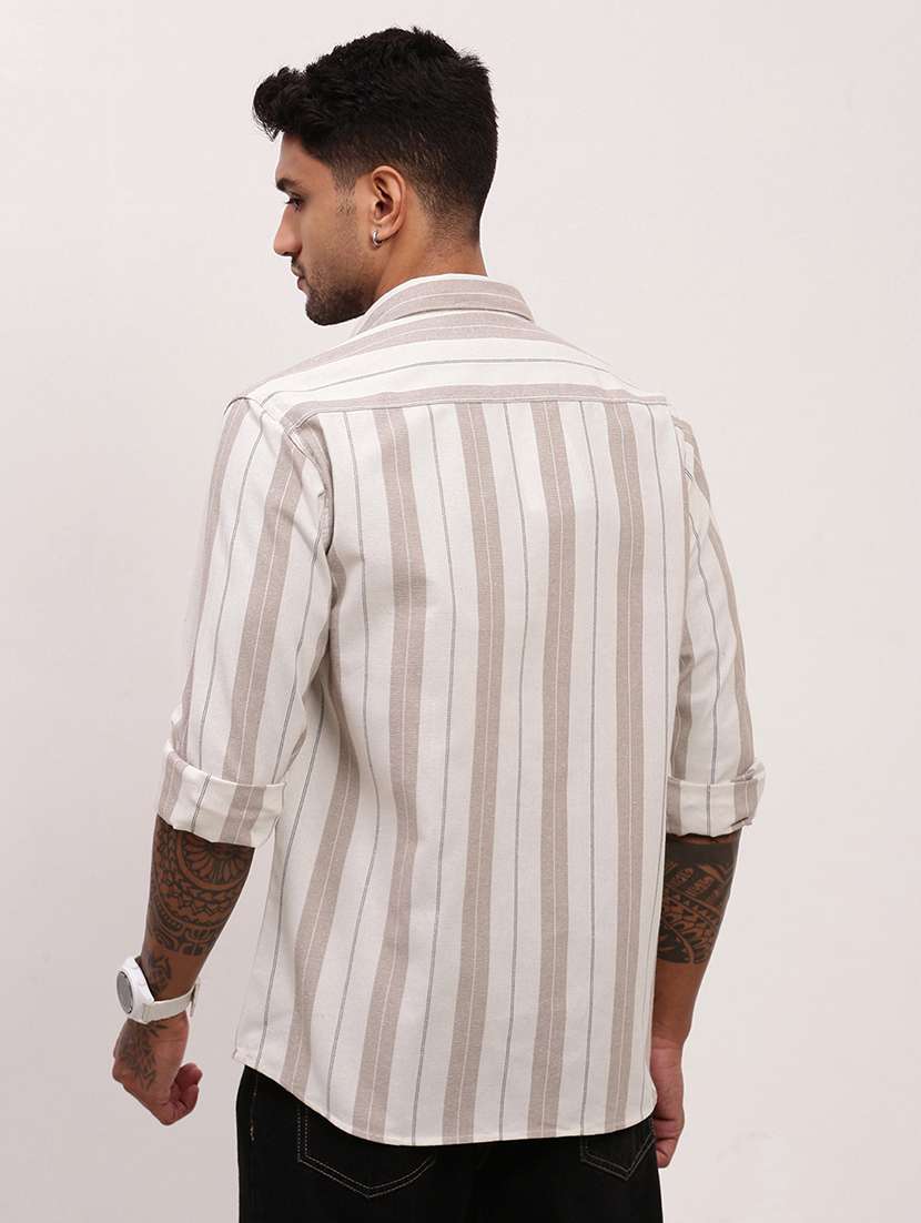 men striped long sleeves casual shirt - 21696401 - Standard Image - 3