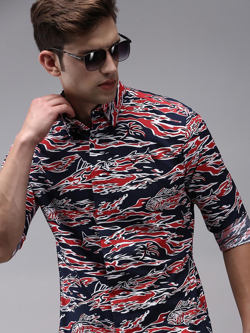 men abstract printed long sleeves casual shirt - 21696402 - Standard Image - 5