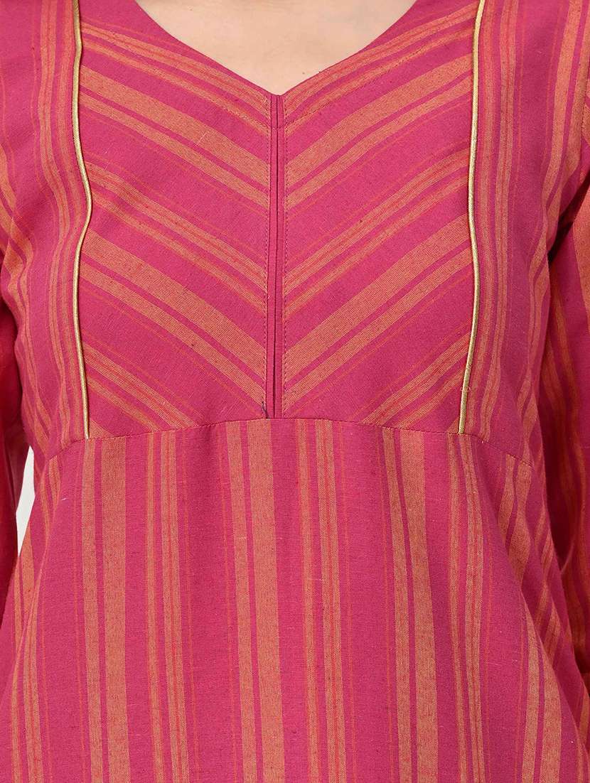 women stripes printed kurta pant set with dupatta - 21696484 -  Standard Image - 5