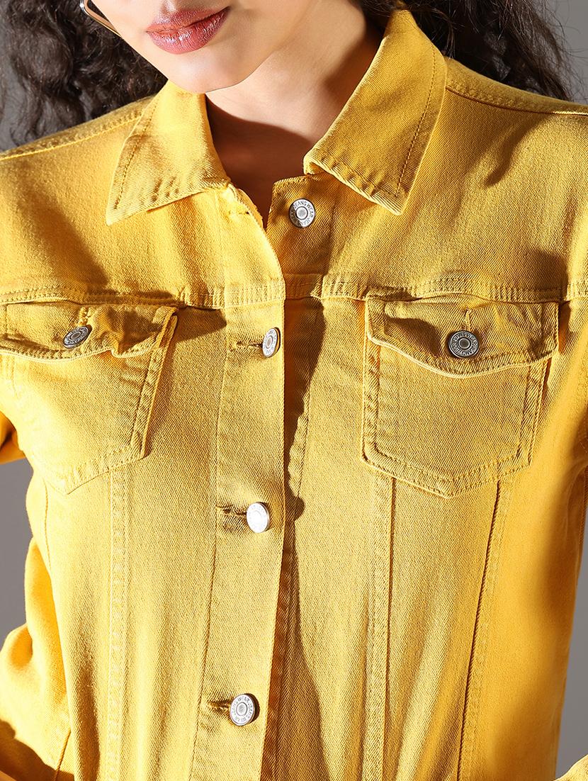 women solid denim summer jacket - 21696495 - Standard Image - 5