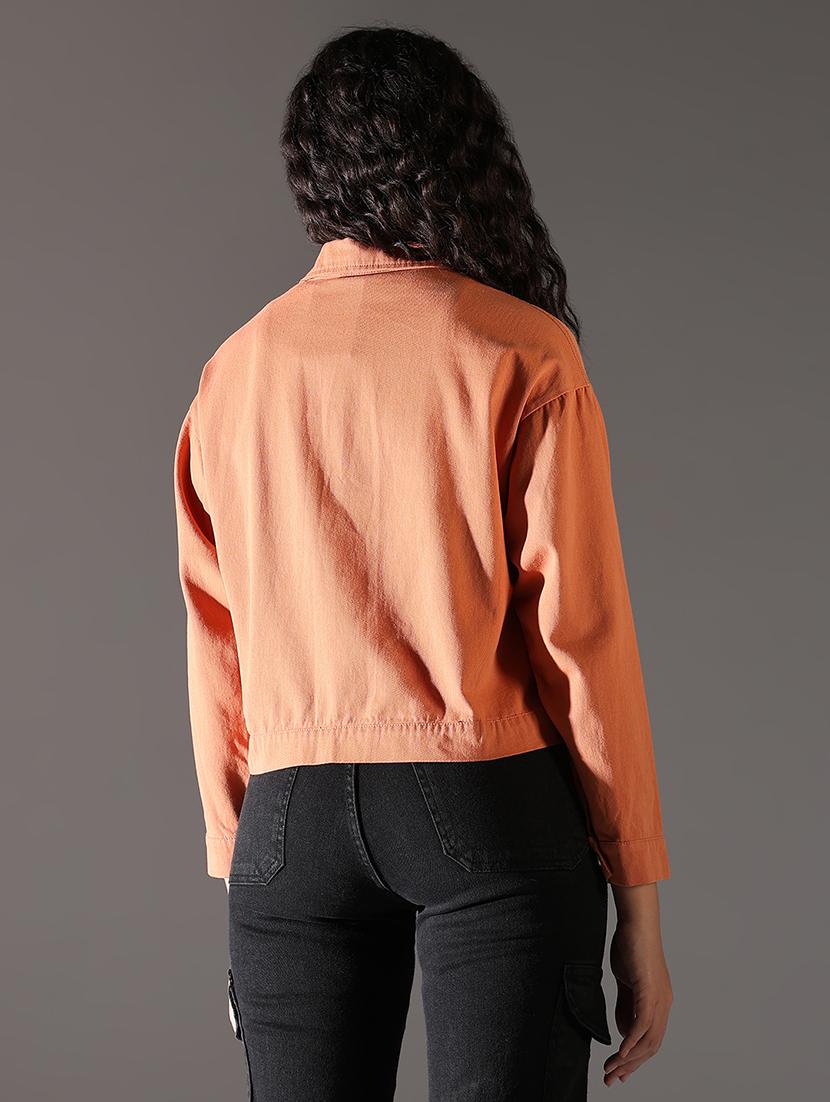 women solid denim summer jacket - 21696497 - Standard Image - 3