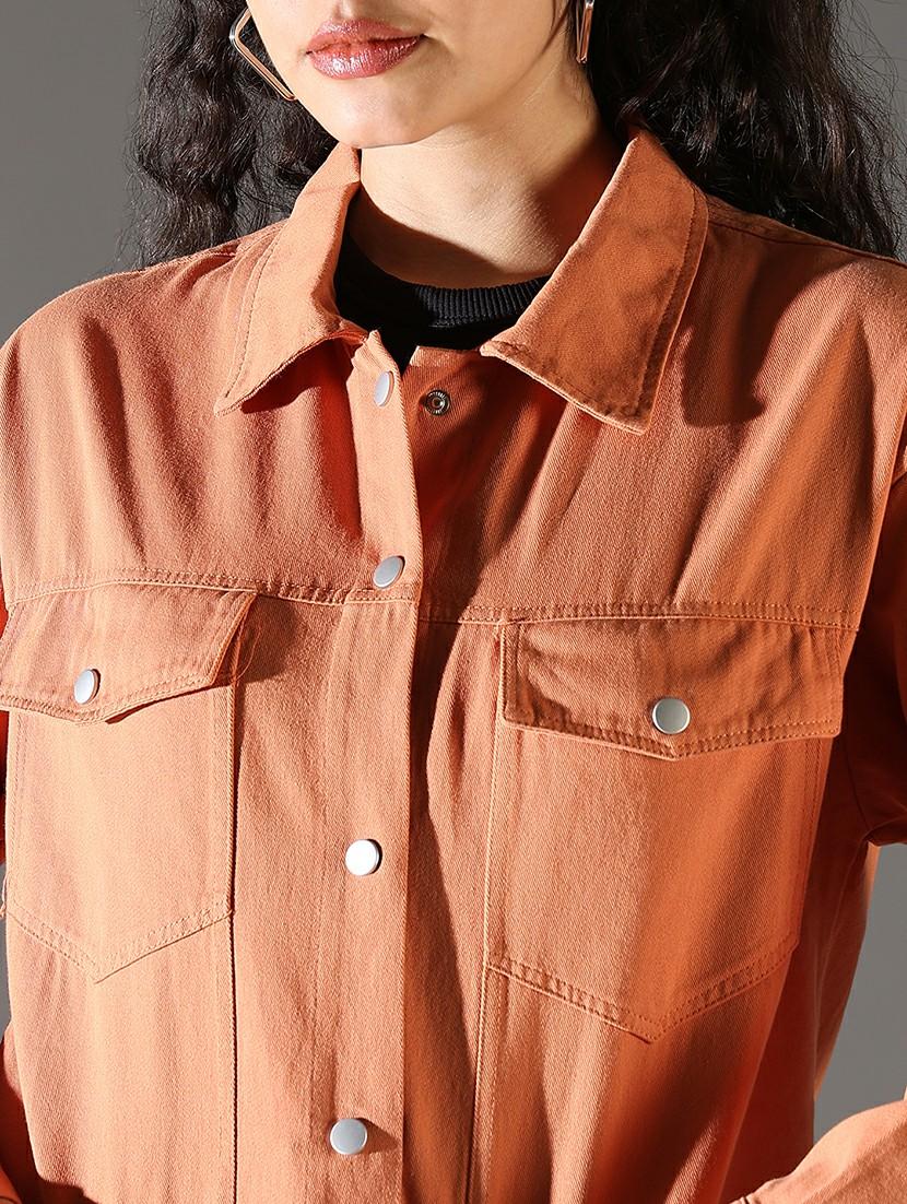 women solid denim summer jacket - 21696497 - Standard Image - 5