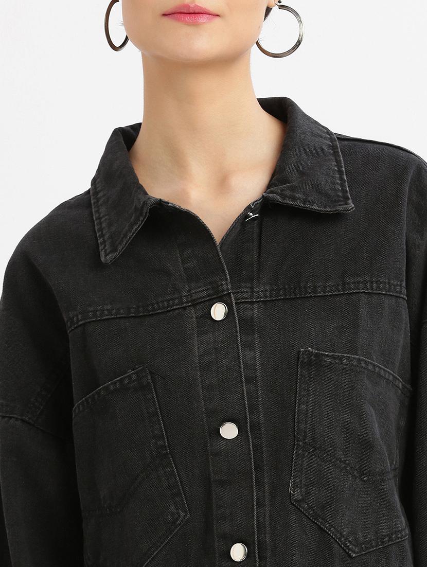 women typography print denim summer jacket - 21696498 - Standard Image - 5