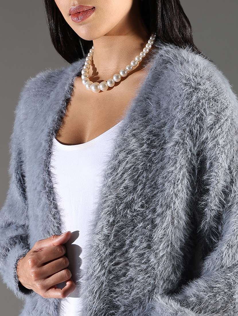 women grey solid long sleeve shrug - 21696512 -  Standard Image - 5