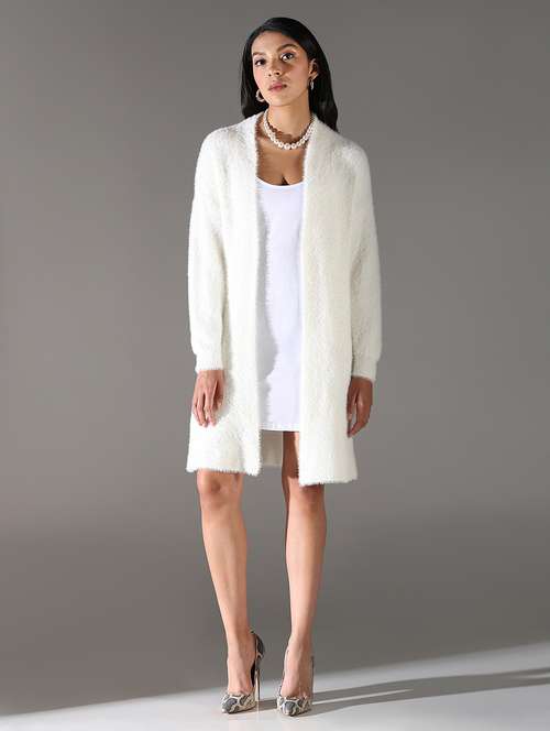 women white solid long sleeve shrug - 21696516 -  Standard Image - 0