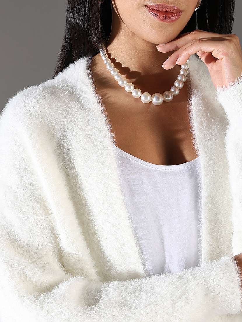 women white solid long sleeve shrug - 21696516 -  Standard Image - 5