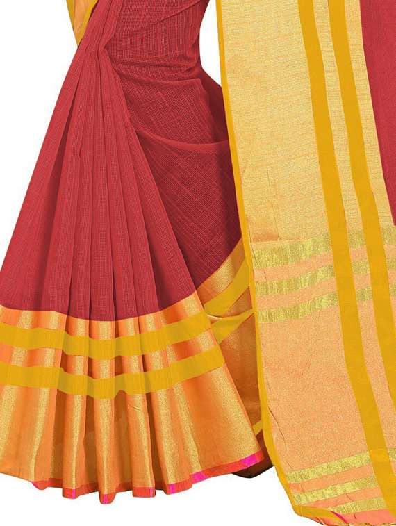 women solid with bordered saree - 21696543 -  Standard Image - 3