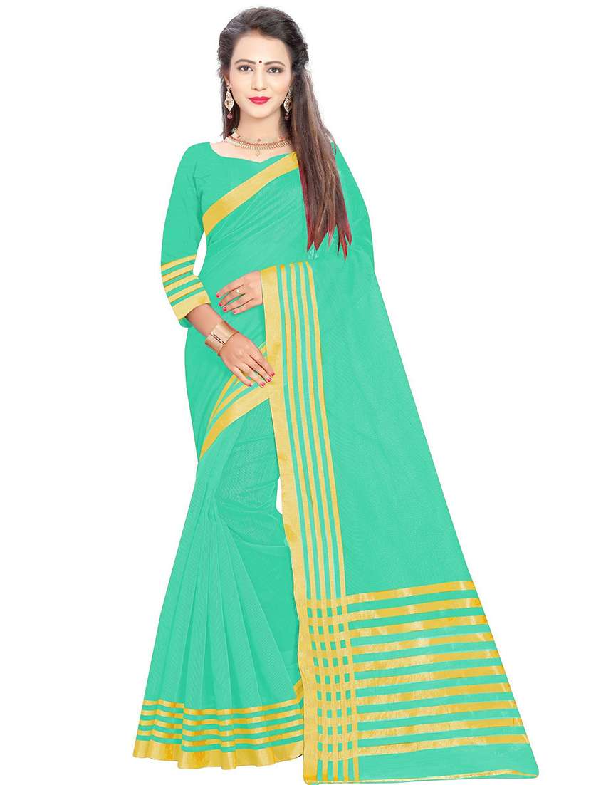 women solid with bordered saree