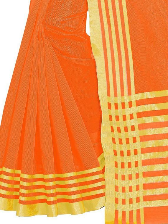 women orange solid bordered saree - 21696546 - Standard Image - 3