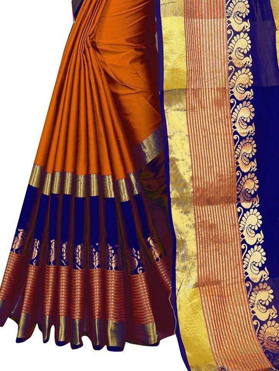 women solid zari bordered saree - 21696549 -  Standard Image - 3