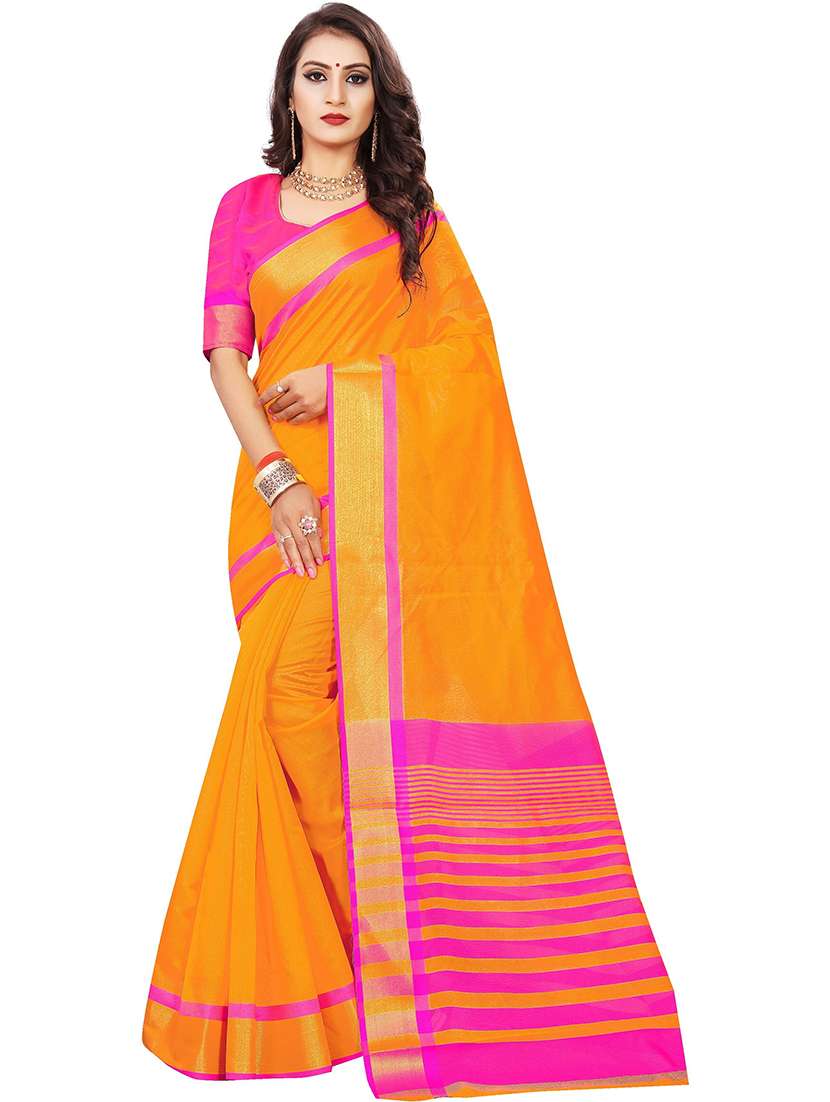 women solid with bordered saree