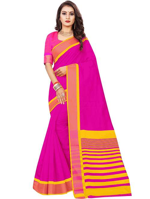 women solid with bordered saree - 21696567 - Standard Image - 0