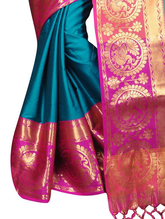 women solid with bordered saree - 21696622 - Standard Image - 3