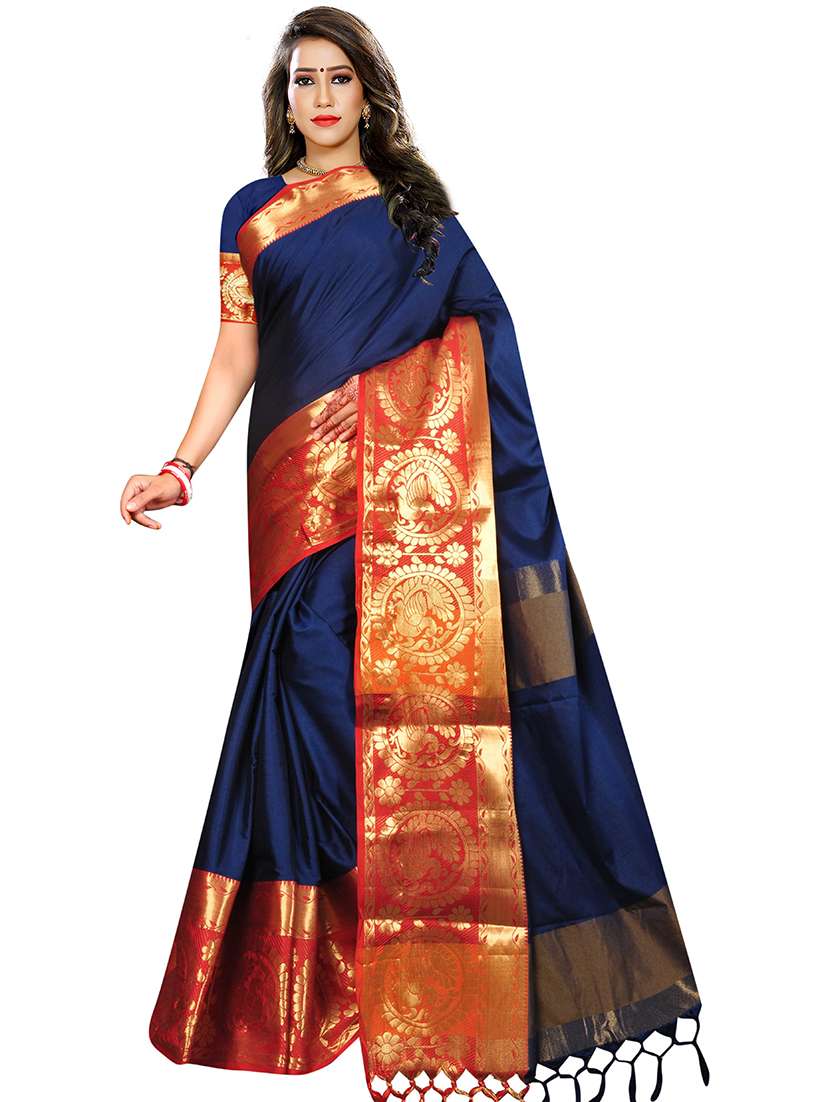 women solid with bordered saree