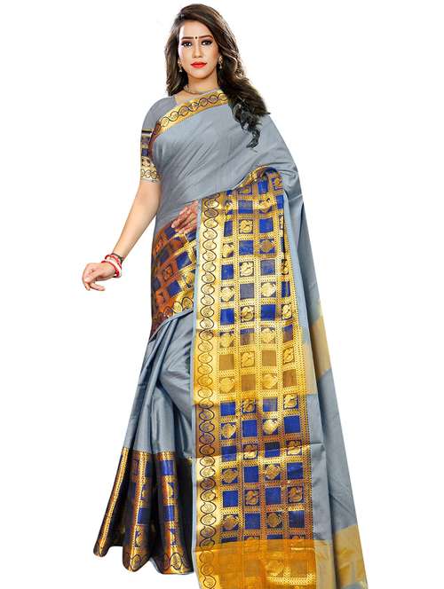 women solid zari bordered saree - 21696638 -  Standard Image - 0