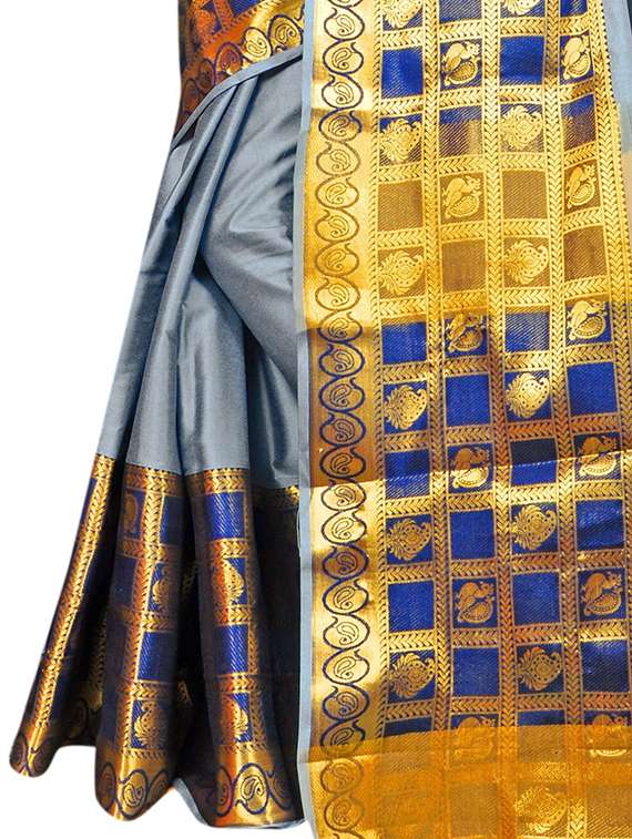 women solid zari bordered saree - 21696638 -  Standard Image - 3
