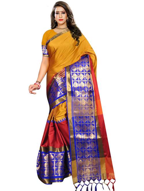 women solid with bordered saree - 21696655 - Standard Image - 0