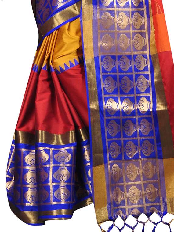 women solid with bordered saree - 21696655 - Standard Image - 3