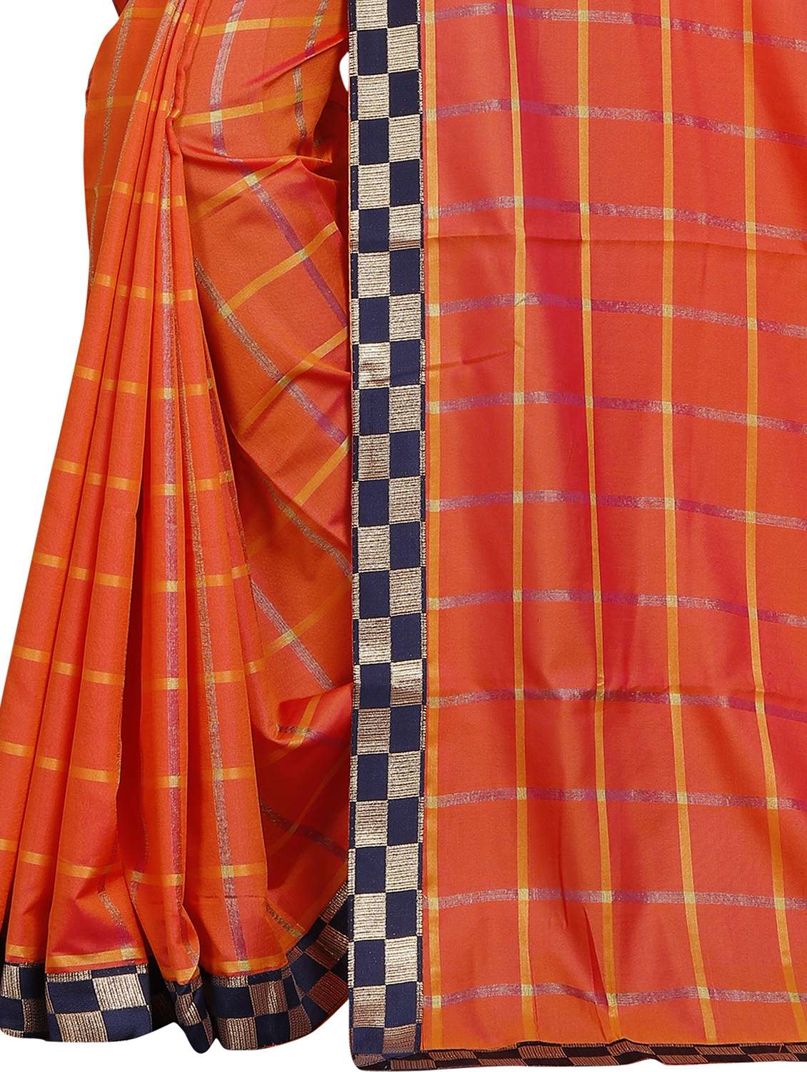 women checkered lace work saree - 21696794 - Standard Image - 3
