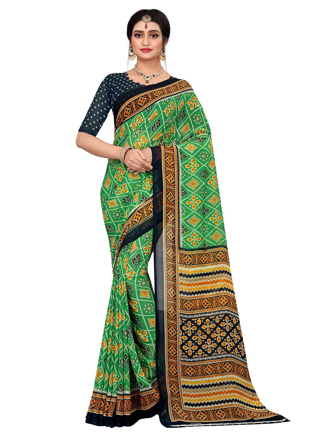 women green printed saree