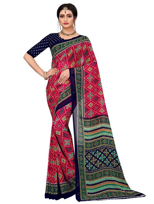 women pink printed saree - 21696888 - Standard Image - 0