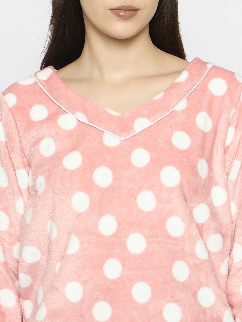 women peach printed v neck nightwear pyjama set - 21696936 - Standard Image - 5