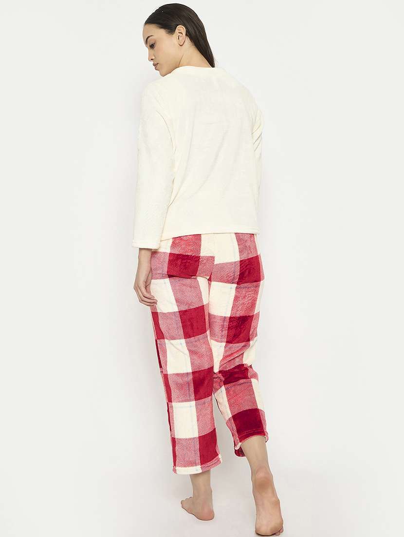women cream self design nightwear pyjama set - 21696938 - Standard Image - 3
