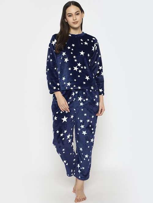 women printed round neck nightwear pyjama set - 21696939 - Standard Image - 0