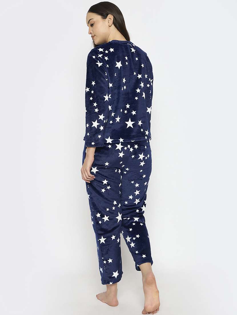 women printed round neck nightwear pyjama set - 21696939 - Standard Image - 3