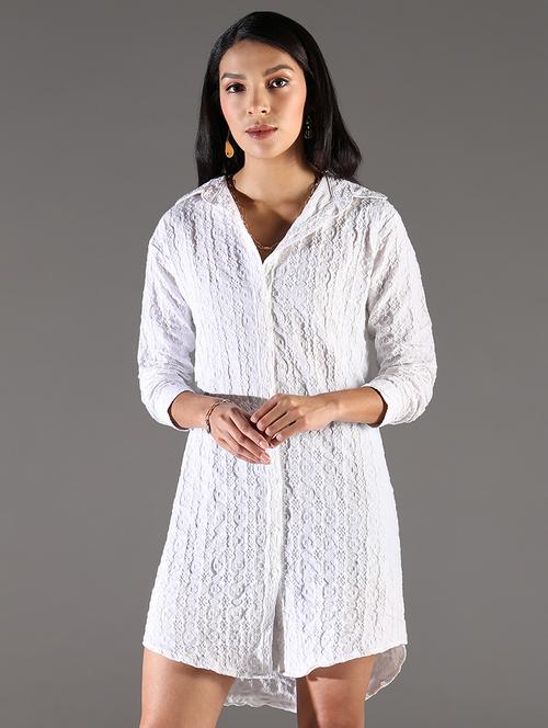 women white solid three quarter sleeve shirt dress - 21696942 - Standard Image - 0