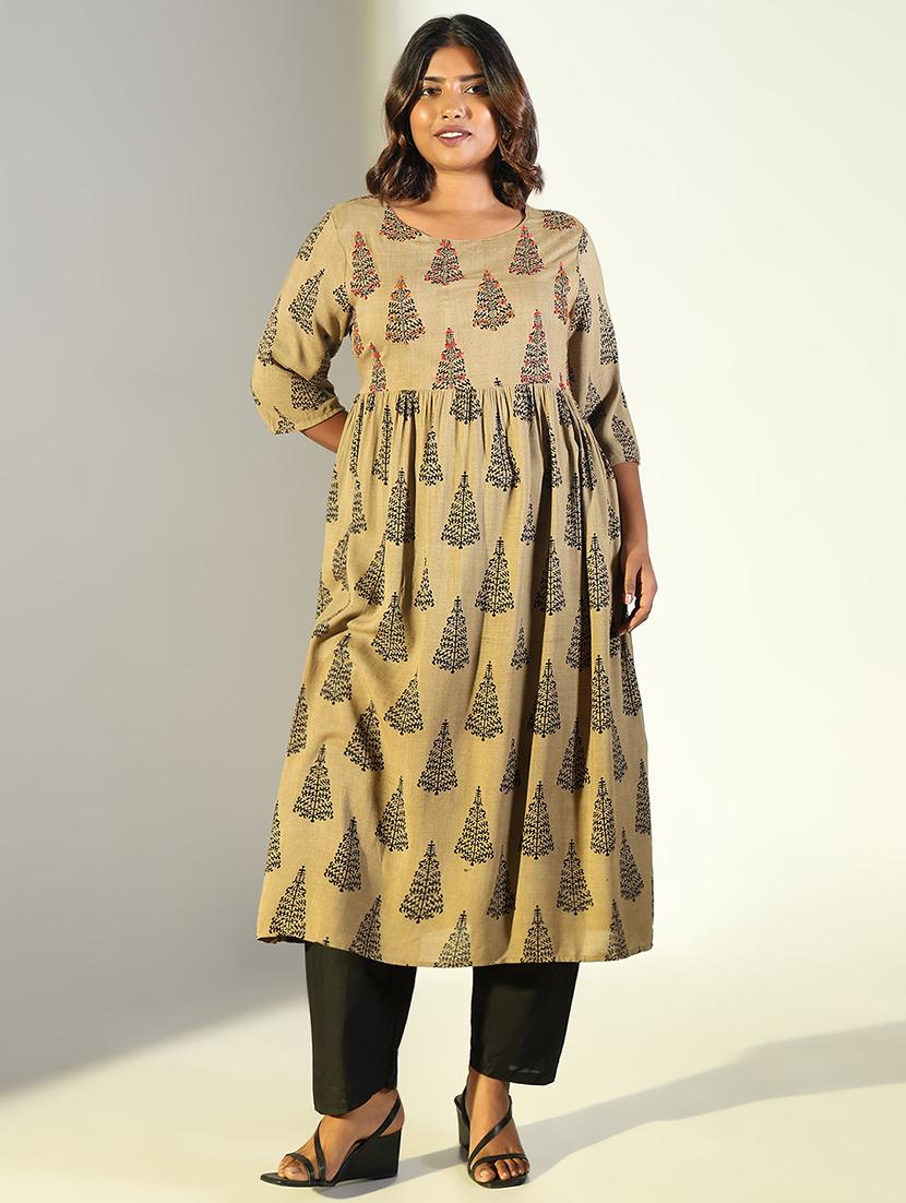 women three quarter sleeve anarkali kurta - 21696958 -  Zoom Image - 0