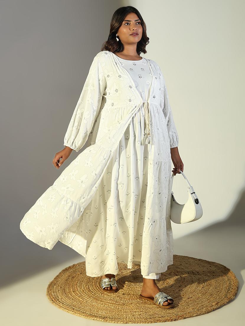women white long sleeve anarkali kurta - 21696960 - Standard Image - 3