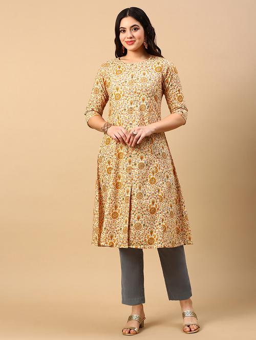 women three quarter sleeve a-line kurta - 21696963 -  Standard Image - 0