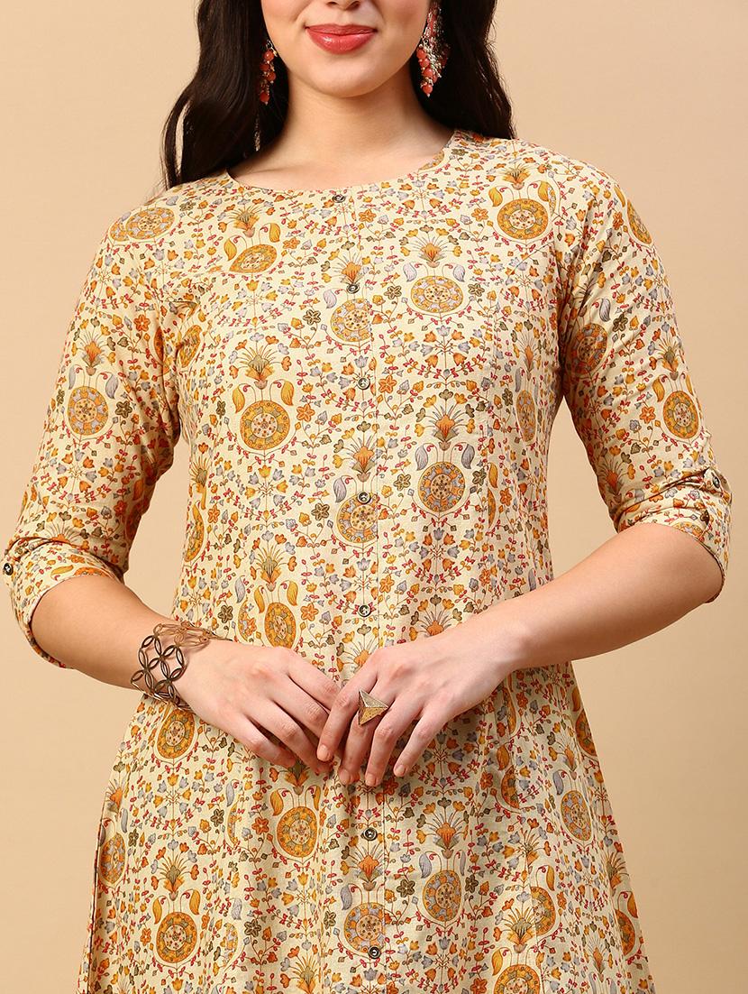 women three quarter sleeve a-line kurta - 21696963 - Standard Image - 5