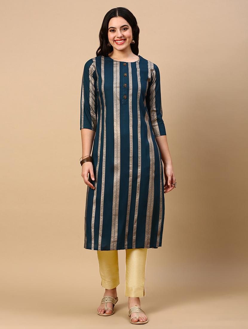 women three quarter sleeve straight kurta - 21696967 -  Zoom Image - 0