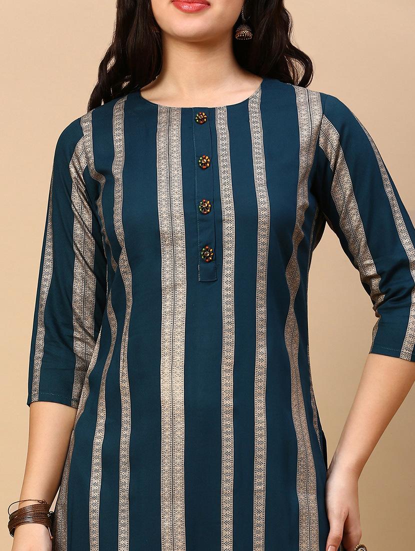 women three quarter sleeve straight kurta - 21696967 - Standard Image - 5