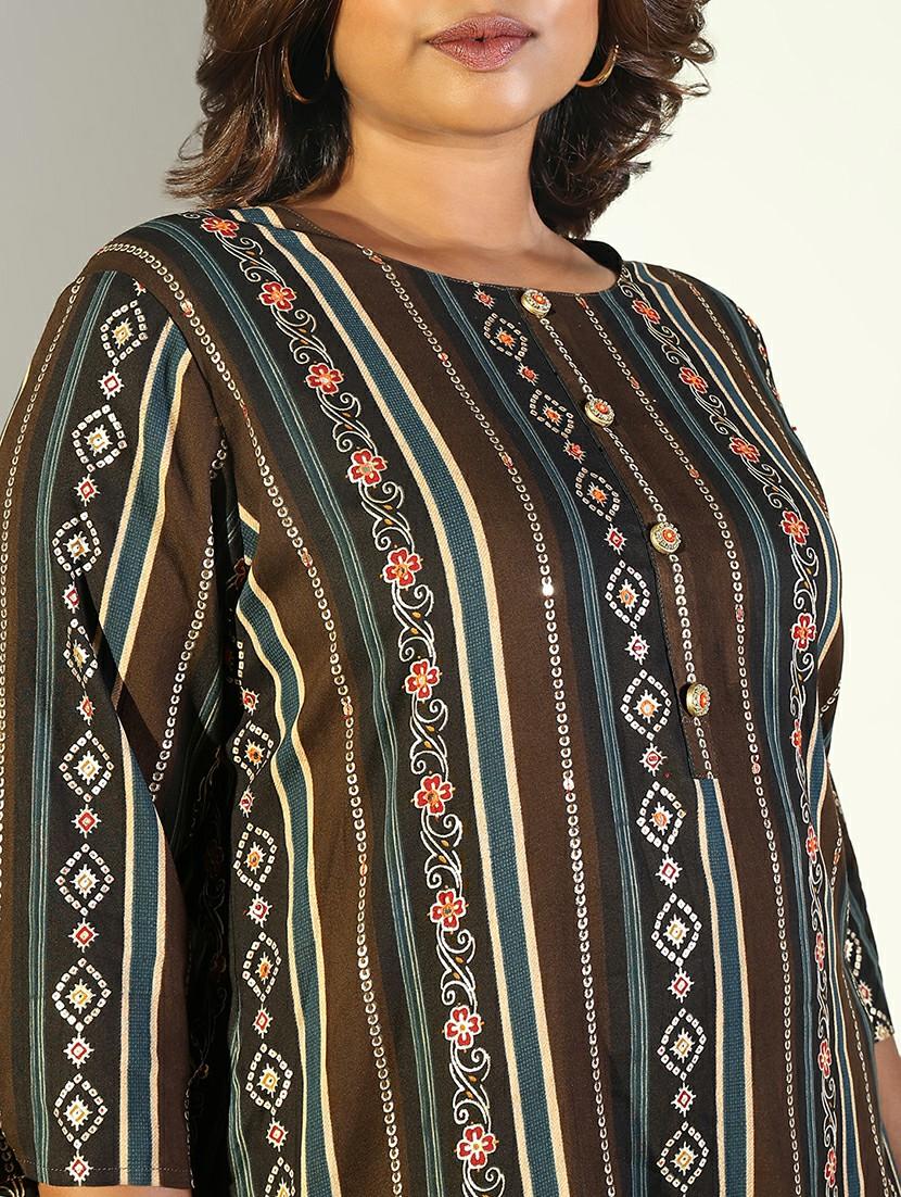 women three quarter sleeve straight kurta - 21696968 - Standard Image - 5